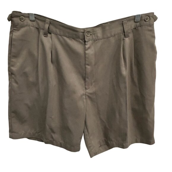 Dockers Mens Khaki Pleated Front Microfiber Polyester Shorts Sz 40 - Picture 1 of 9